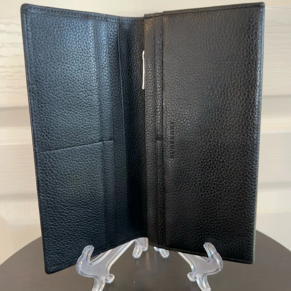 Burberry Novacheck Bifold Wallet – Black Leather – EUC Authentic	- Unisex